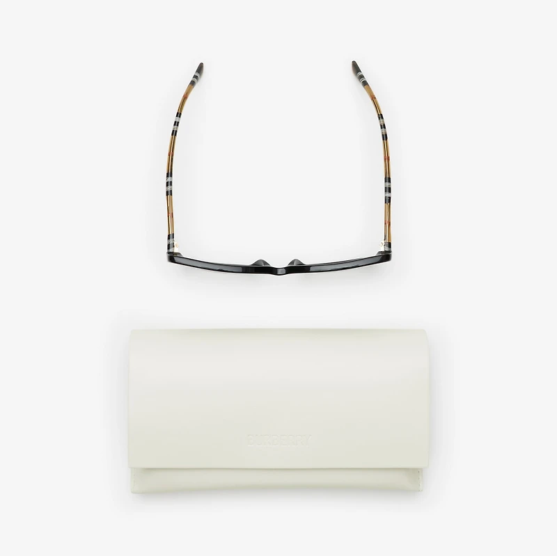 Oversized Check Square Sunglasses in Black - Women | Burberry® Official