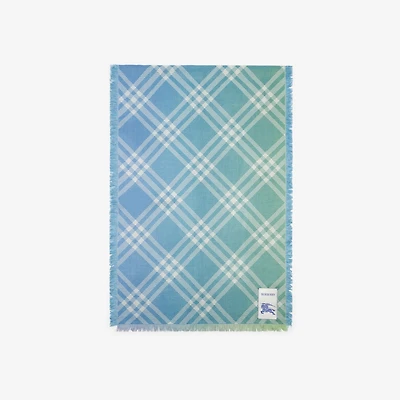 Gradient Check Wool Silk Scarf in Racquet green | Burberry® Official