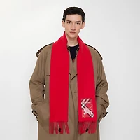Check Label Cashmere Scarf in Crayon red | Burberry® Official