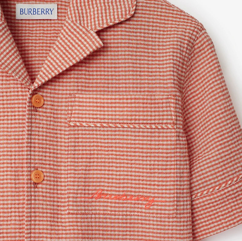 Gingham Cotton Shirt in Orange red | Burberry® Official