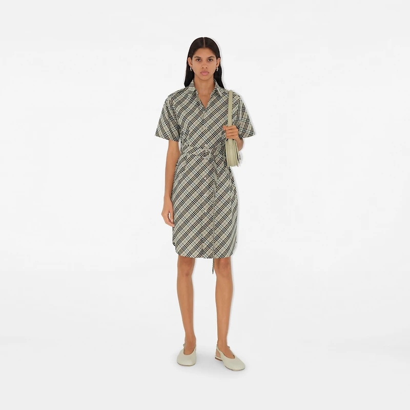 Check Cotton Shirt Dress in Husk - Women | Burberry® Official