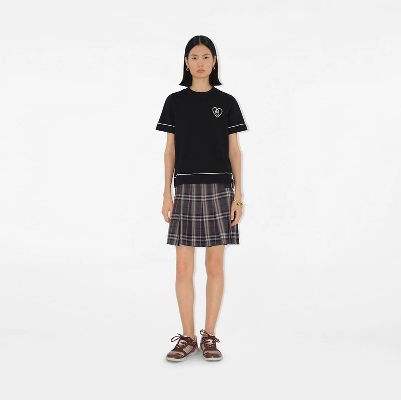 B Heart Cotton T-shirt in Black - Women | Burberry® Official