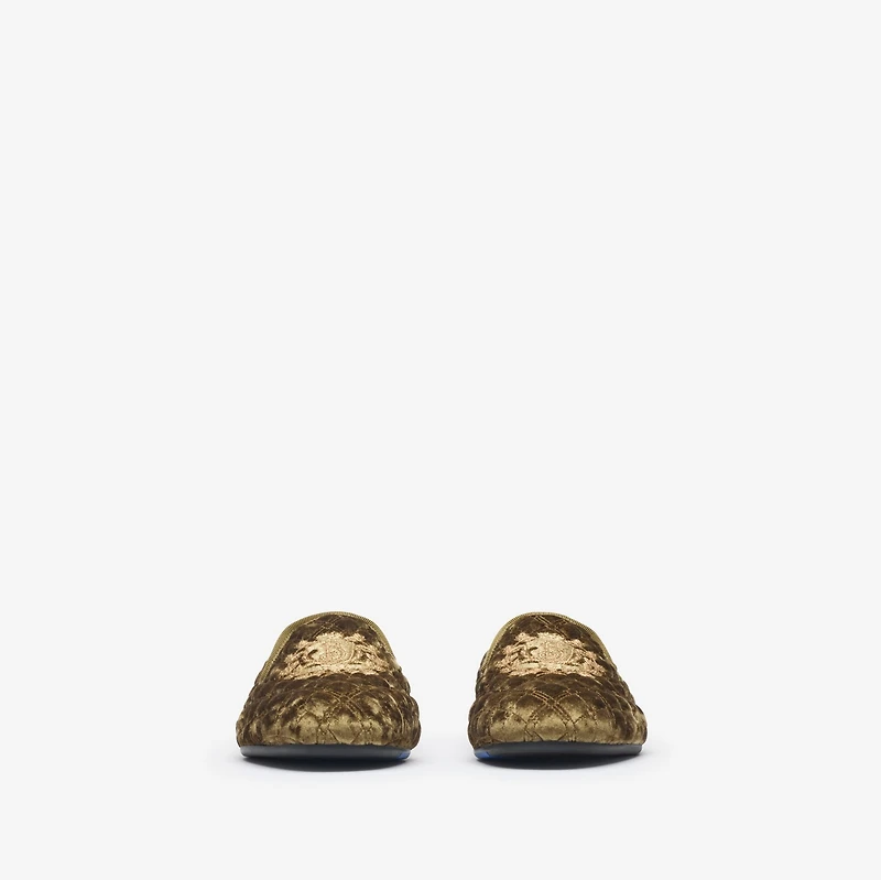 Quilted Velvet Estate Slippers​ in Linden beige - Women | Burberry® Official