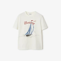 Sailboat Cotton T-shirt in Chalk - Women | Burberry® Official