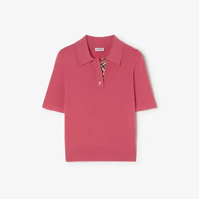Wool Polo Shirt in Mauvewood pink - Women | Burberry® Official