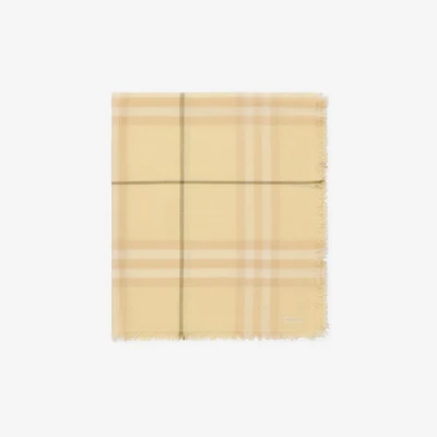 Wide Check Wool Scarf in Buff | Burberry® Official
