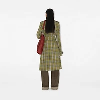Long Check Stretch Linen Trench Coat in Caper - Women | Burberry® Official