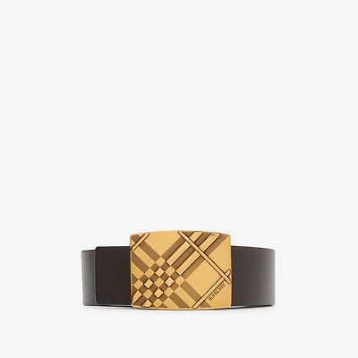 Reversible Engraved Check Belt in Peat brown/sand beige - Men | Burberry® Official