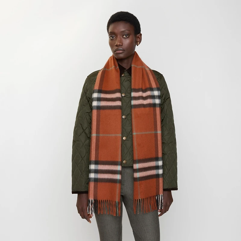 Check Cashmere Scarf in Brick | Burberry® Official