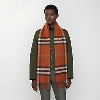 Check Cashmere Scarf in Brick | Burberry® Official