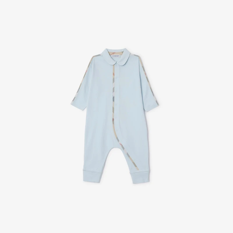 Stretch Cotton Three-piece Baby Gift Set in Bright sky blue - Children | Burberry® Official
