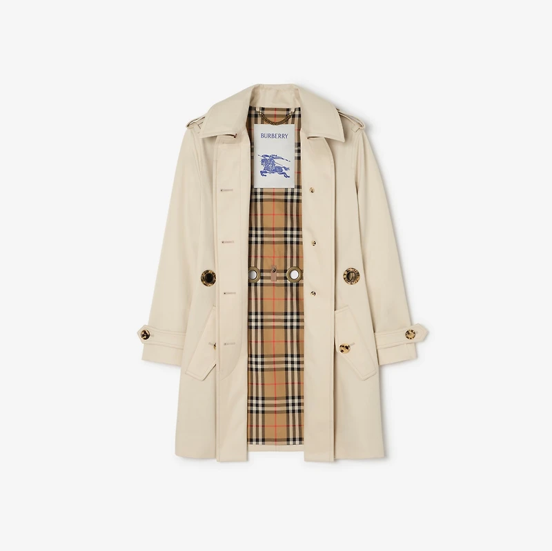 Short Gabardine Stonehaven Car Coat in Clam beige - Women, Cotton Gabardine | Burberry® Official