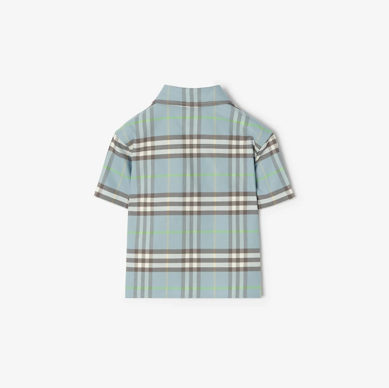 Check Cotton Oxford Shirt in Misty blue | Burberry® Official