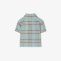 Check Cotton Oxford Shirt in Misty blue | Burberry® Official