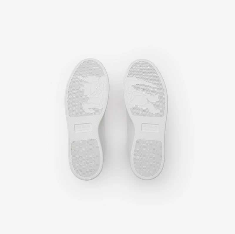 Embossed Check Leather Set Sneakers in Porcelain white - Women | Burberry® Official