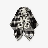 Check Wool Silk Cashmere Cape in Black/calico beige | Burberry® Official
