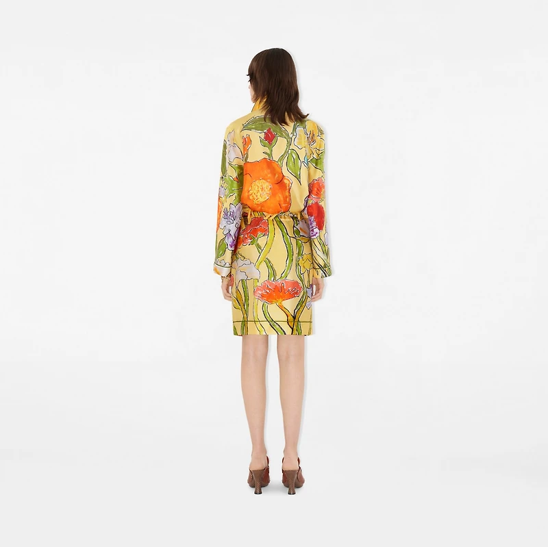 Highgrove Cascading Flowers Silk Skirt in Buttermilk - Women | Burberry® Official
