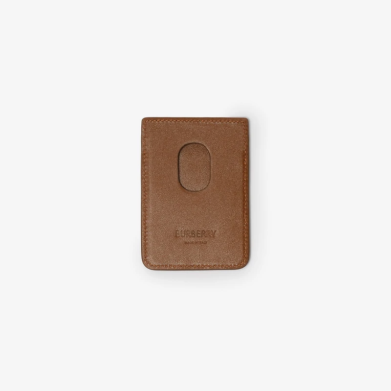 Pop Check Magnetic Card Case in Finch brown/hazel brown - Men, Leather | Burberry® Official