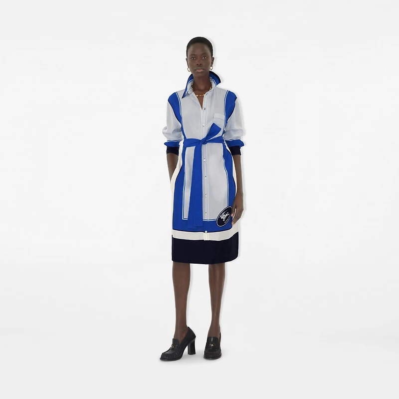 Knight Stamp Box Silk Shirt Dress in Ink - Women | Burberry® Official