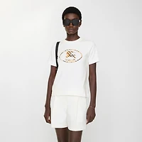 Check Knight Stamp Cotton T-shirt in Chalk white/sand beige - Women | Burberry® Official