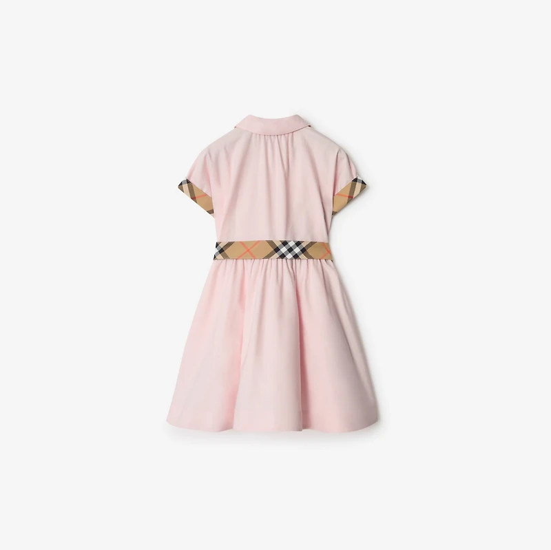 Check Trim Cotton Shirt Dress in Ice pink | Burberry® Official