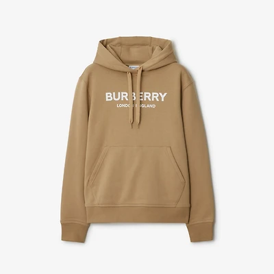 Logo Cotton Hoodie in Archive beige - Women | Burberry® Official