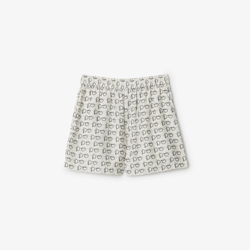 B Silk Shorts in Silver/white - Women | Burberry® Official