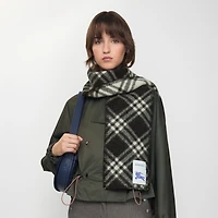 Narrow Check Wool Scarf in Black | Burberry® Official