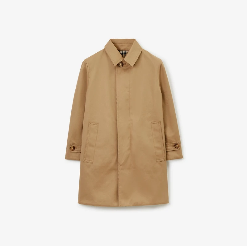 Reversible Check Gabardine Car Coat in Archive beige | Burberry® Official