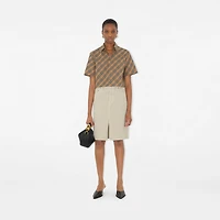 Cropped Check Cotton Shirt in Sand - Women | Burberry® Official