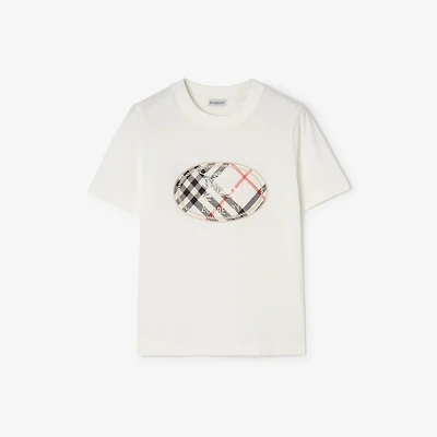 Check Knight Stamp Cotton T-shirt in Chalk white - Women | Burberry® Official