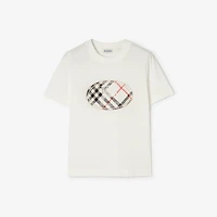 Check Knight Stamp Cotton T-shirt in Chalk white - Women | Burberry® Official