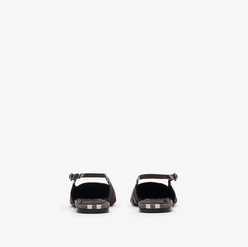 Check Dame Slingback Ballerinas​ in Mahogany brown - Women | Burberry® Official