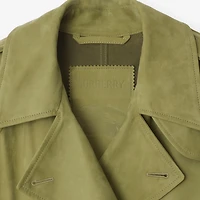 Long Nubuck Castleford Trench Coat in Wreath - Women, Leather | Burberry® Official