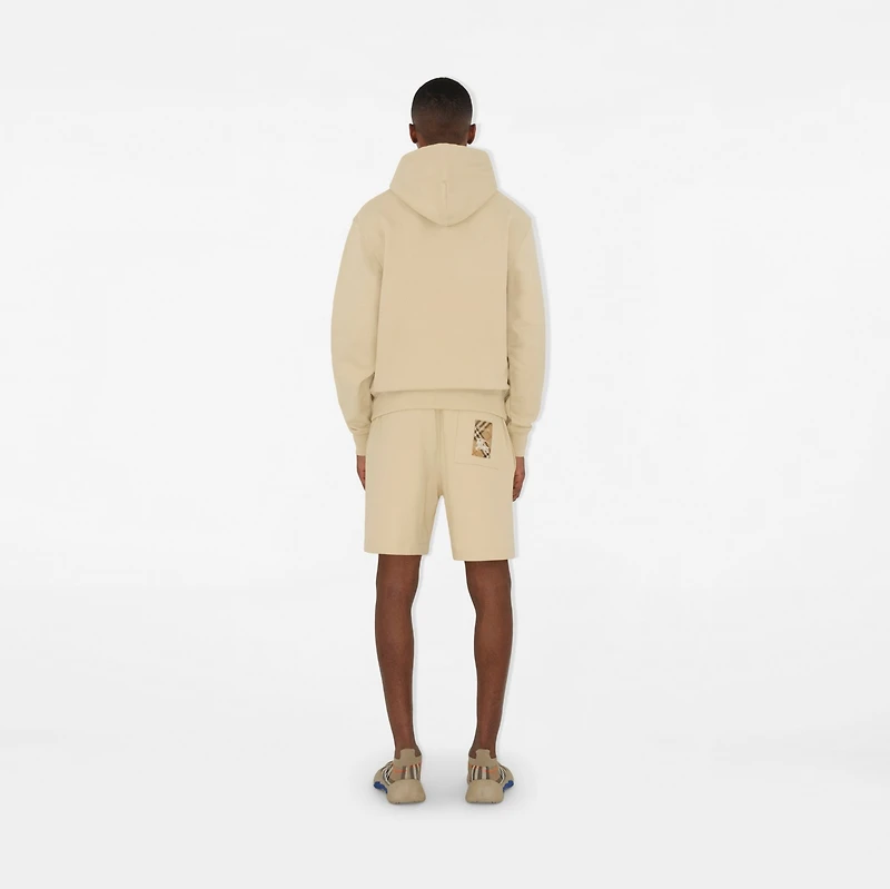 Check Label Cotton Shorts in Nutmeg - Men | Burberry® Official