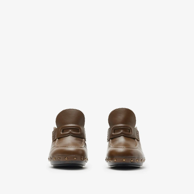 Leather Potter Clogs in Splinter - Women | Burberry® Official