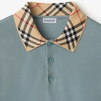 Check Collar Cotton Polo Shirt in Gale grey - Men | Burberry® Official
