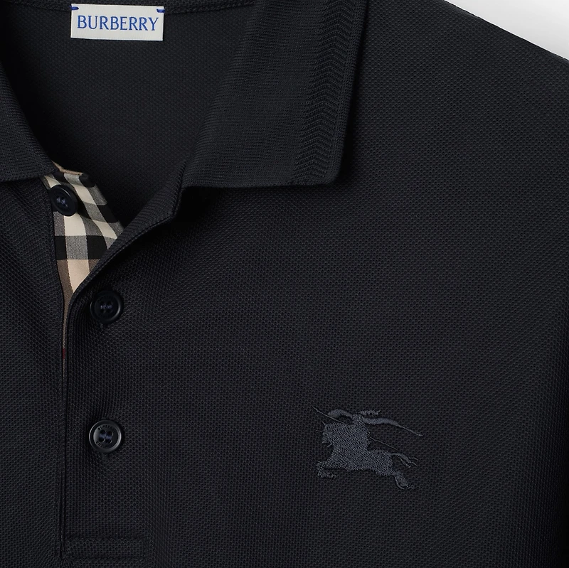Long-sleeve Cotton Polo Shirt in Coal blue - Men | Burberry® Official