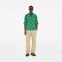 Regular Fit Check Cotton Shirt in Leaf green - Men | Burberry® Official