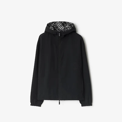 Reversible Check Hooded Jacket in Black - Men | Burberry® Official
