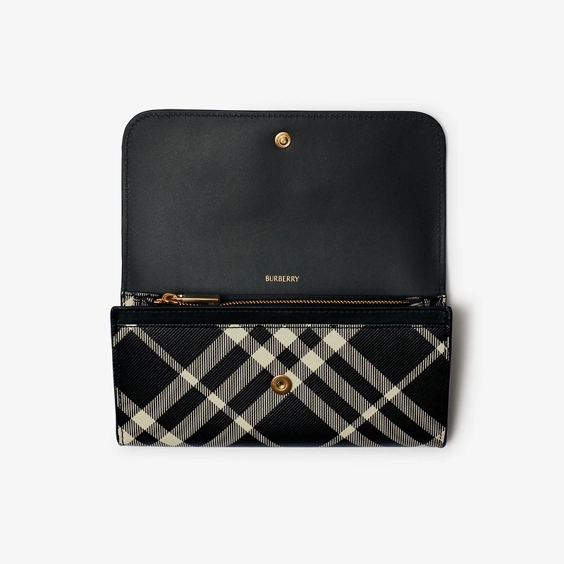 Check Continental Wallet in Black/calico - Women | Burberry® Official