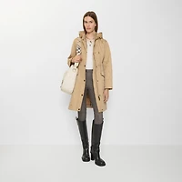 Quilted Nylon Hooded Coat in Flax beige - Women | Burberry® Official