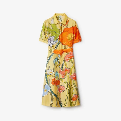 Highgrove Cascading Flowers Silk Shirt Dress in Buttermilk - Women | Burberry® Official