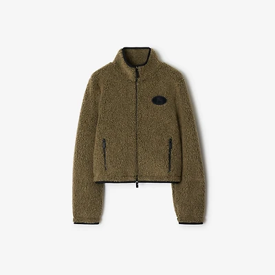 Cropped Fleece Jacket in Mire melange - Women | Burberry® Official