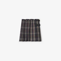 Check Wool Mini Kilt in Fig/black amethyst - Women | Burberry® Official