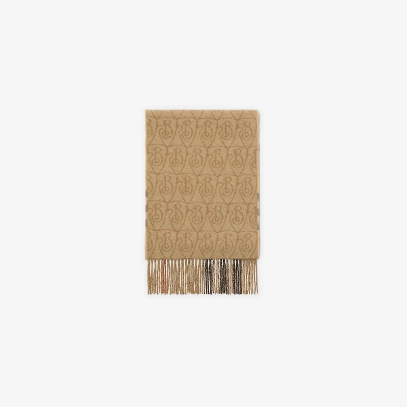 Reversible B Shield Cashmere Scarf in Sand | Burberry® Official