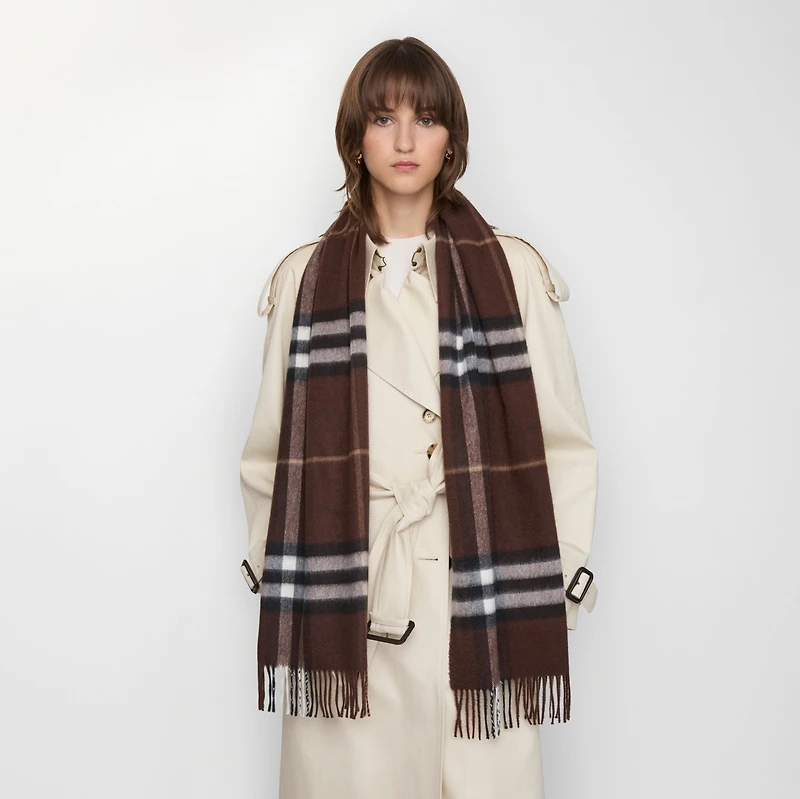 Check Cashmere Scarf in Treacle | Burberry® Official