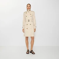 Mid-length Tropical Gabardine Kensington Trench Coat in Clam beige - Women | Burberry® Official
