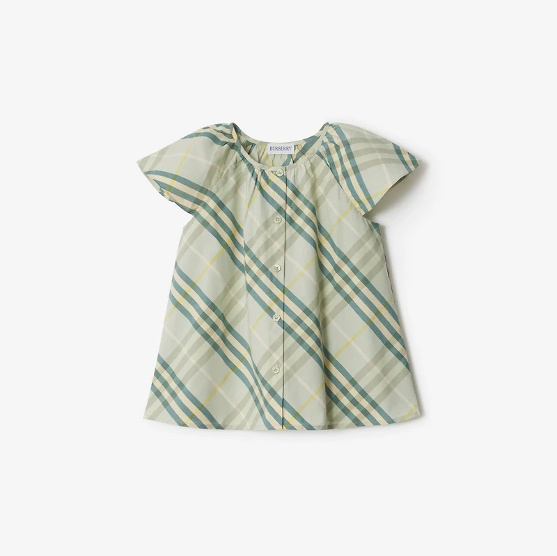Check Cotton Top in Breeze | Burberry® Official