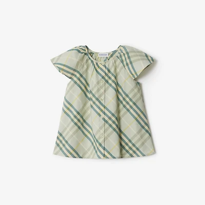 Check Cotton Top in Breeze | Burberry® Official